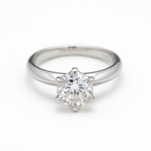 純銀經典六爪培育鑽石戒指
